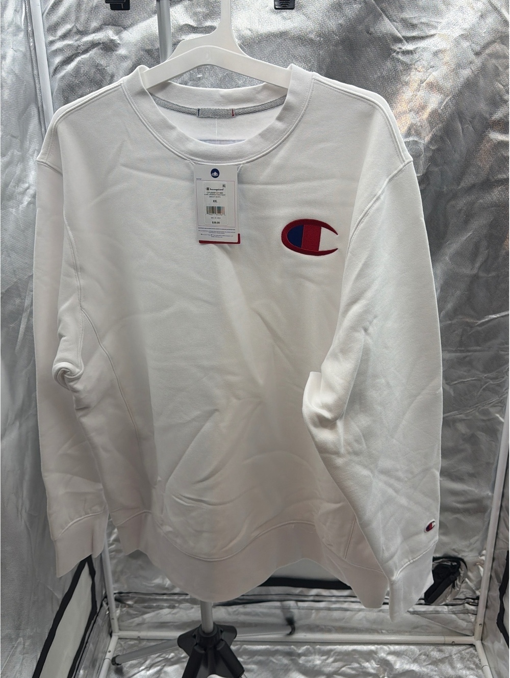 Champion Essential Standard Bright White Crewneck Sweatshirt XXL - Picture 2 of 10